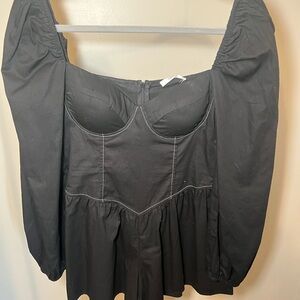 Black Puff Sleeve Romper